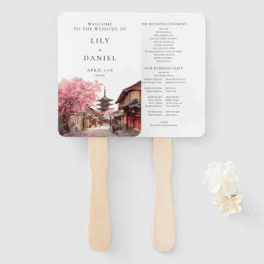 京都日本水彩結婚式プログラム ハンドファン (正面&裏面)