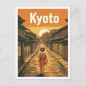 京都日本美術ヴィンテージ旅行イラストレーション ポストカード (正面)