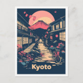 京都日本美術ヴィンテージ旅行イラストレーション ポストカード (正面)