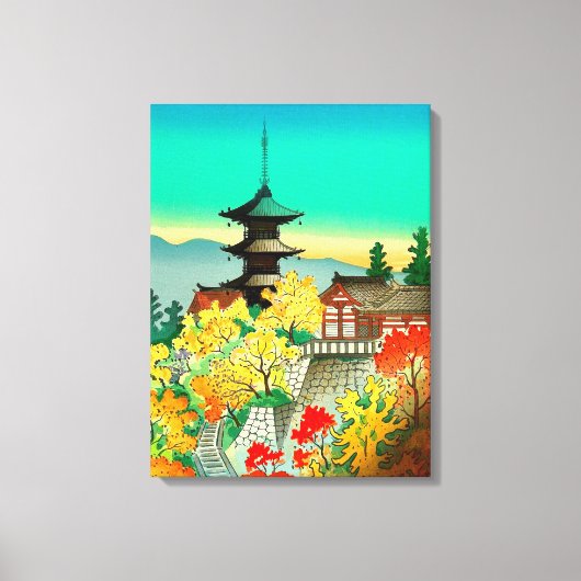 京都紅葉の清水寺の秋 キャンバスプリント (正面)