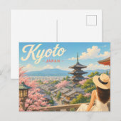 京都 - 日本 帽子をかぶった女性 トラベル ポストカード (正面/裏面)