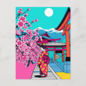 京都、日本 桜の寺院アート旅行 ポストカード (正面)