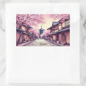 京都 日本 桜の風景 長方形シール (バッグ)