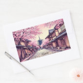 京都 日本 桜の風景 長方形シール (封筒)