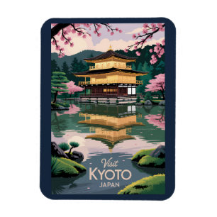 京都 日本 金閣寺 イラスト 旅行 アート ヴィン マグネット