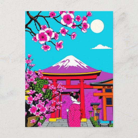 京都、日本 鮮やかな芸者アートの旅 ポストカード (正面)