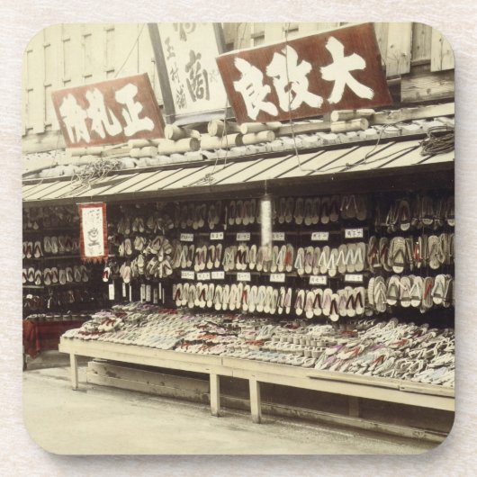 京都、c.1890 (手色の写真)の靴店 コースター (正面)