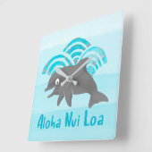 京（けい）木（き）水彩イルカウブエンジニア スクエア壁時計 (傾斜)