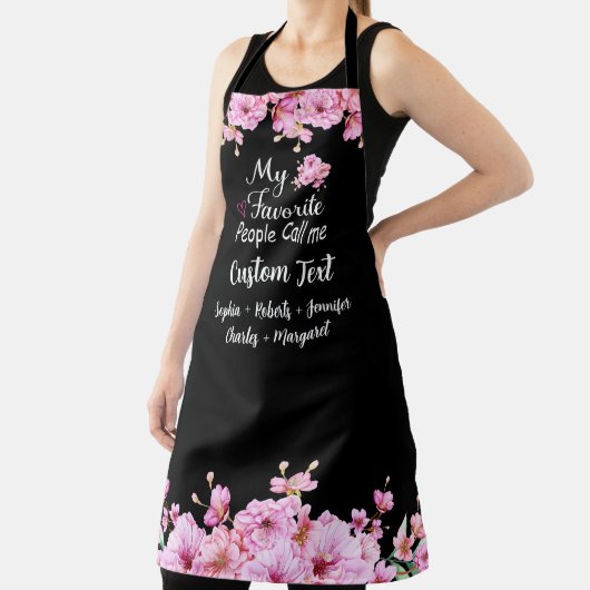 人々お気に入りのが私を名前をカスタムすると呼ぶ |ピンクの花 エプロン (インサイチュ)