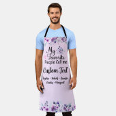 人々お気に入りのは私の名前をカスタムする、紫色の花と呼ばれる エプロン (着用した状態)