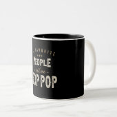 人々がお気に入りの私をパパとポップ・アートの呼びポップ・アートのおもしろいる ツートーンマグカップ (正面右)