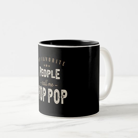 人々がお気に入りの私をパパとポップ・アートの呼びポップ・アートのおもしろいる ツートーンマグカップ (正面右)