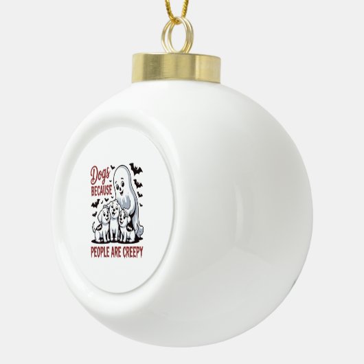 人々が不気味なハロウィーンを持っているので犬 セラミックボールオーナメント (右)