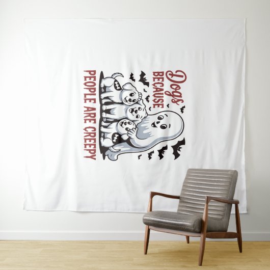 人々が不気味なハロウィーンを持っているので犬 タペストリー (インサイチュ(横))