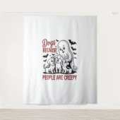 人々が不気味なハロウィーンを持っているので犬 タペストリー (正面)