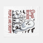 人々が不気味なハロウィーンを持っているので犬 フリースブランケット (正面(横))