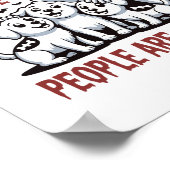 人々が不気味なハロウィーンを持っているので犬 ポスター (角)