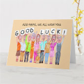 人々が幸運を祈る漫画 カード (黄色い花)