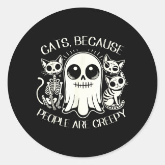 人々が気持ち悪いから猫 Tシャツ 猫好き ラウンドシール