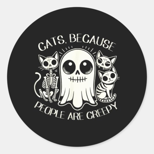 人々が気持ち悪いから猫 Tシャツ 猫好き ラウンドシール (正面)