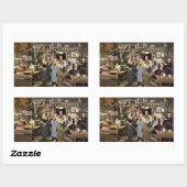 人々が祝う古風なバー、パーティー 長方形シール (シート)