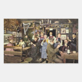 人々が祝う古風なバー、パーティー 長方形シール (正面)