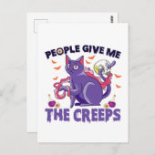 人々が私に不気味さを感じさせる 怖い猫 ハロウィン ポストカード (正面/裏面)