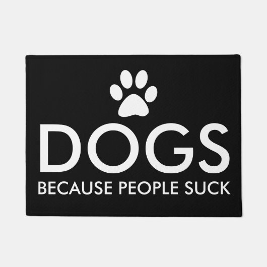 人々が足のプリントを吸うので犬 ドアマット (正面)