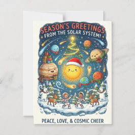 人々と一緒に遊び心あふれる太陽系のクリスマス パーティ マグネット招待状