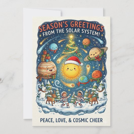 人々と楽しむファンタジーな太陽系クリスマスパーティー カード (正面)