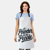 「人々にパウダー」レトロスノーボード&スキー エプロン (着用した状態)