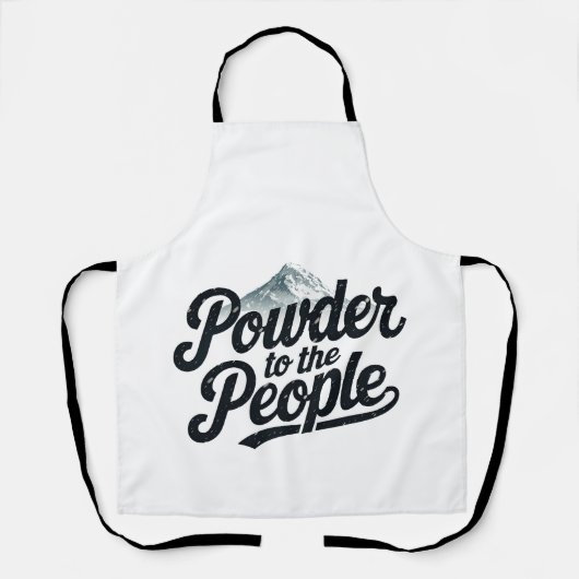「人々にパウダー」レトロスノーボード&スキー エプロン (正面)