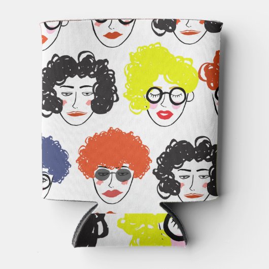 人々のおもしろい集まり：シームレスなデザイン。 缶クーラー (正面)