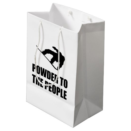 人々のスキーへの粉の雪 ミディアムペーパーバッグ (裏面アングル)