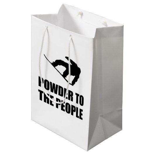 人々のスキーへの粉の雪 ミディアムペーパーバッグ (正面アングル)