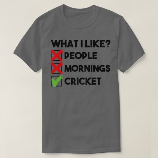 人々の朝クリケットが好き Tシャツ (デザイン正面)