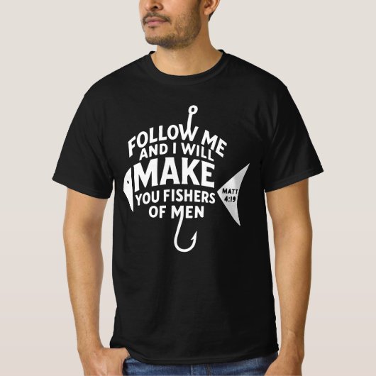 "人々の漁師"マタイ4:19 Bible Verse Tシャツ (正面)
