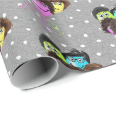 人々の笑顔の風船 ポルカドット ラッピングペーパー (ロールコーナー)