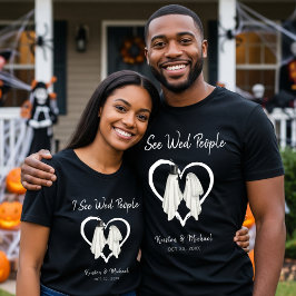 人々の結婚幽霊カップルのハロウィン結婚の Tシャツ