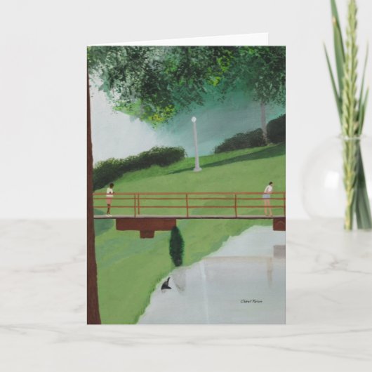 人々の自然のボードウォーク、池、グリーティングカード カード (正面)