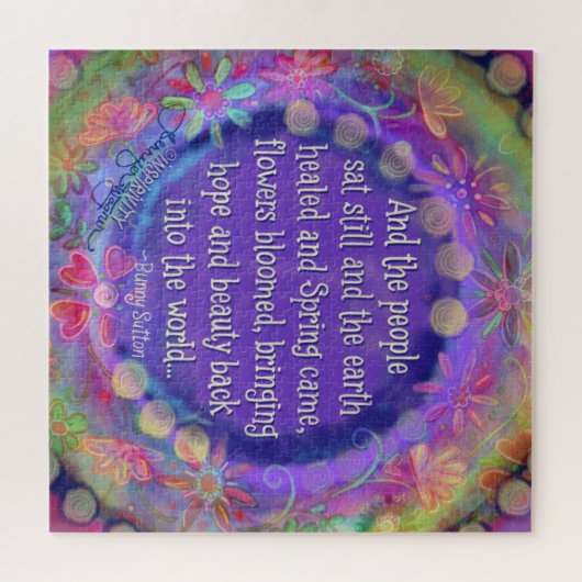 人々はまだ引用文紫の花を座っていた ジグソーパズル (横)