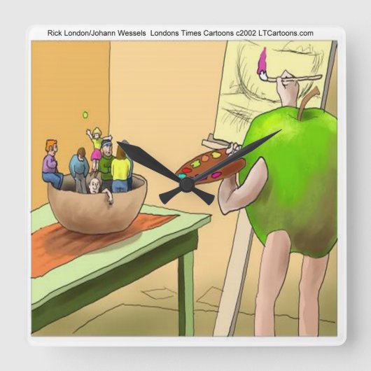 人々はまだ生活おもしろい漫画の壁時計 スクエア壁時計 (正面)