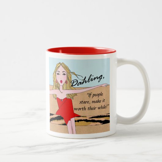 「人々はもしじろじろ見つめ、価値のあるものを作れ!」 ツートーンマグカップ (右)