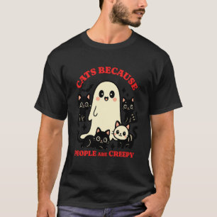 人々はクリーピーでおかしい幽霊ハロウィーンだから猫 Tシャツ