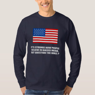人々は偏りのある媒体で信じますが、Biに質問します Tシャツ