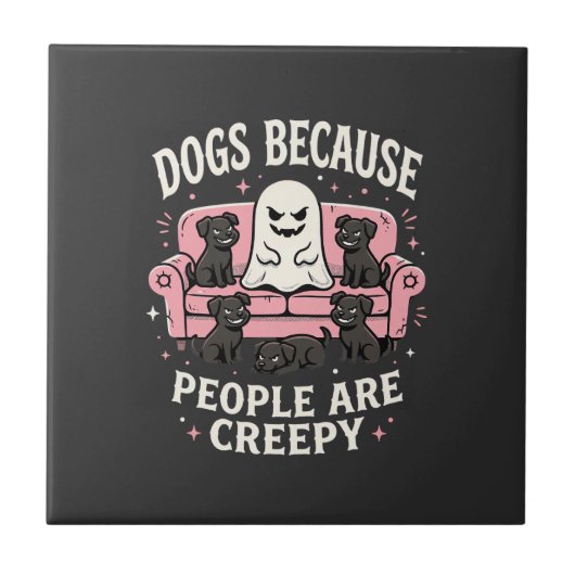 人々は怖いからこそ、ハロウィンの犬も怖い タイル (正面)