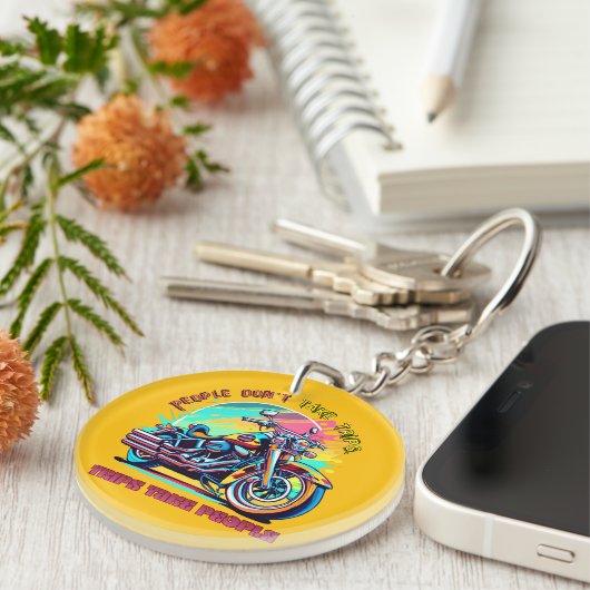 人々は旅行を取らない:ヴィンテージレトロスタイル自転車 キーホルダー (正面右)