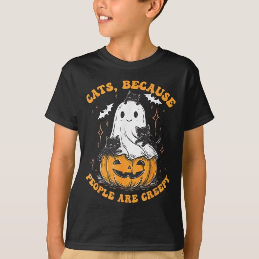 人々は気持ち悪いから猫 ハロウィン 黒猫 Tシャツ (正面)