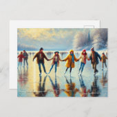 人々は湖の上の氷のスケートで滑る凍ってい ポストカード (正面/裏面)