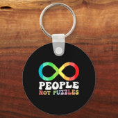 人々は自閉症の認識パズルの多様性 キーホルダー (正面)